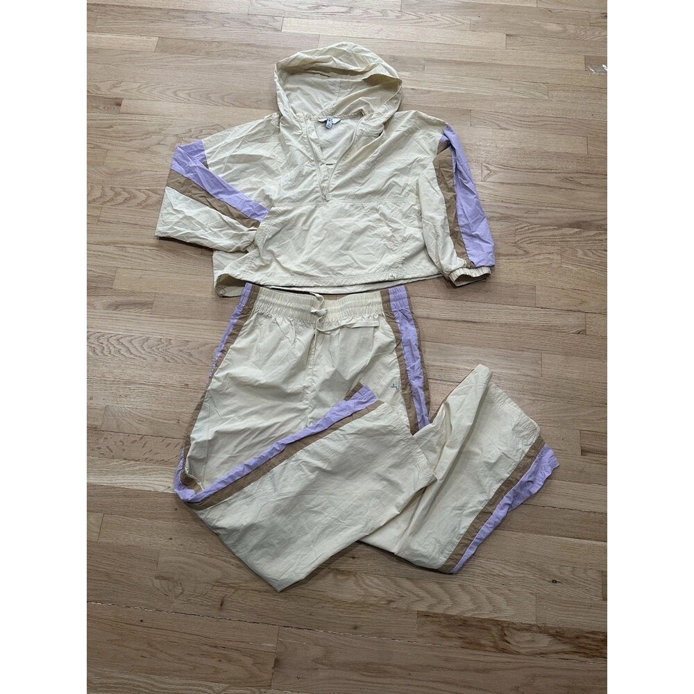 JoyLab Colorblock Windbreaker XL Anorak Jacket & L Track Pants Set Retro Swishy